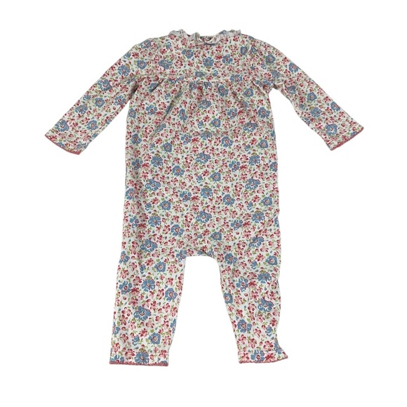 Ralph Lauren Baby Girl Floral Romper One-Piece 6M Snap Front Bow Ruffle Trim - Picture 3 of 8